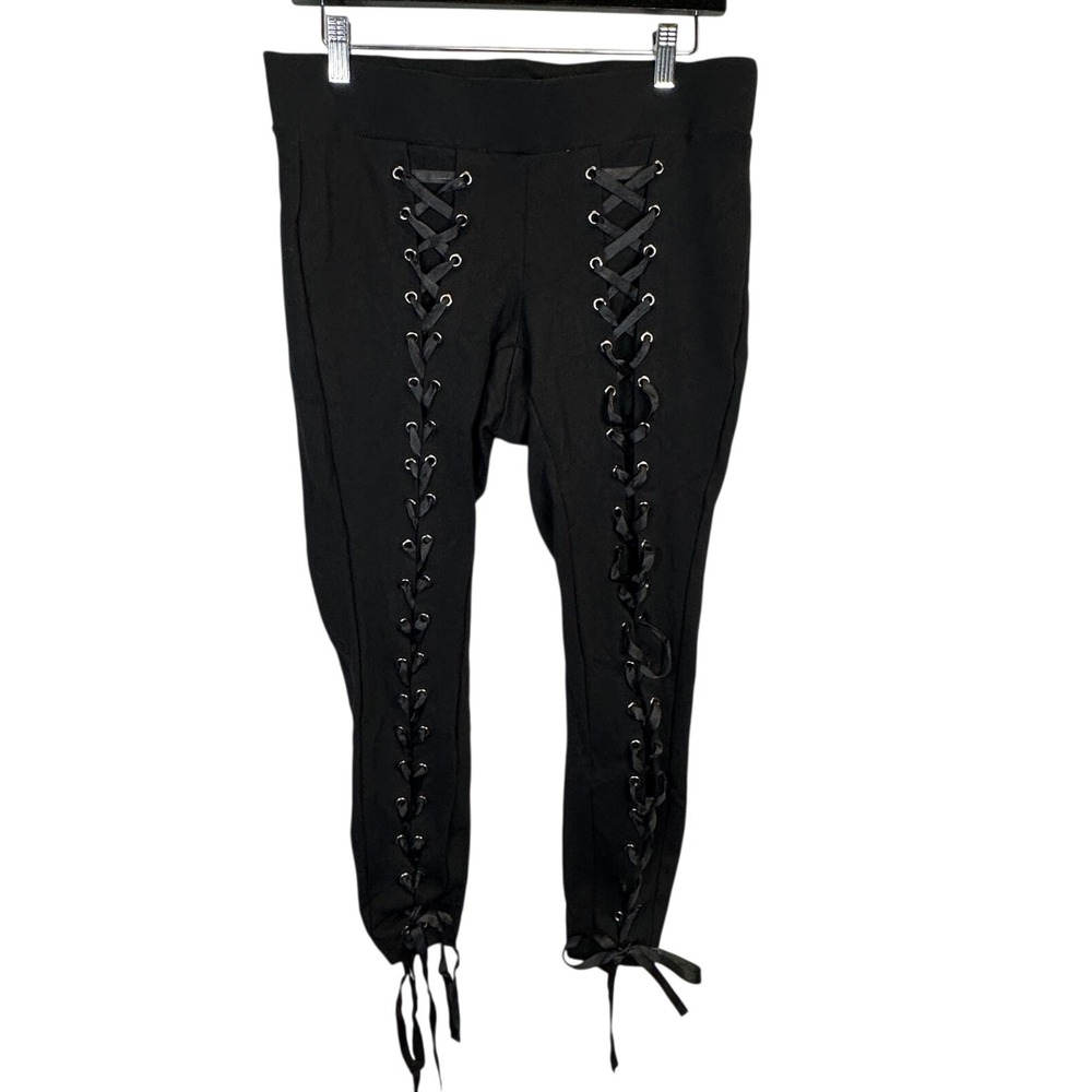 Torrid Black Lace Up Front Cropped Leggings Size 0 Plus Size Goth Punk